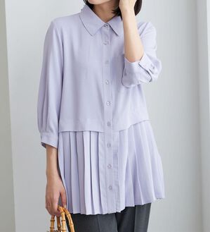 BELLUNA（ベルーナ）の「【UVカット】機能付！裾プリーツ切替チュニック（チュニック）」｜詳細画像