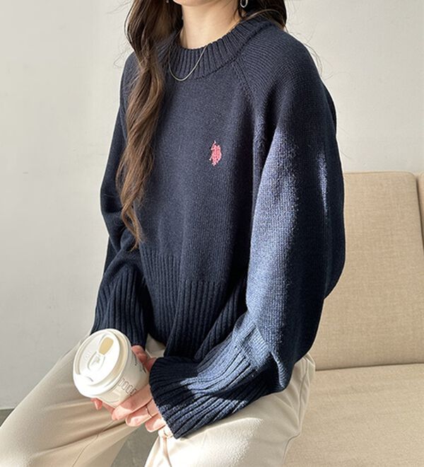 GeeRA（ジーラ）の「【ＵＳ．ＰＯＬＯ　ＡＳＳＮ】ショート丈ニット（ニット・セーター）」｜詳細画像