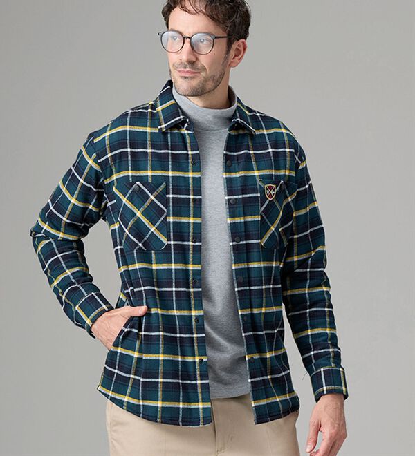 「（ダンロップ・リファインド）裏地に技あり！快適フランネルシャツジャケット（メンズジャケット）」｜詳細画像