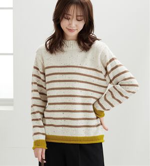 BELLUNA（ベルーナ）の「カラーネップ入り配色ボーダープルオーバー（カットソー）」｜イエロー系