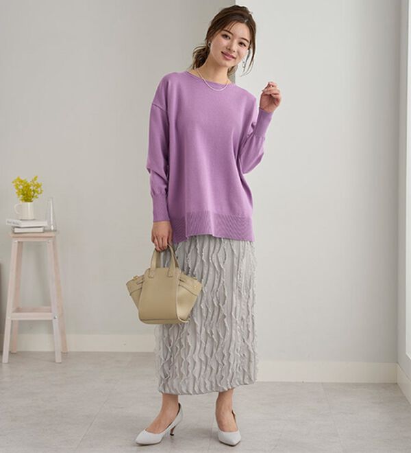 BELLUNA（ベルーナ）の「チュニックの下にはくストライプフリルスカート（ロングスカート）」｜詳細画像