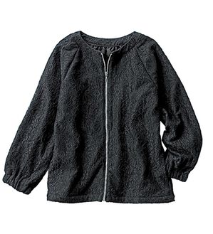 VINNO（ヴィノ）の「総レースノーカラーブルゾン（ブルゾン）」｜ブラック