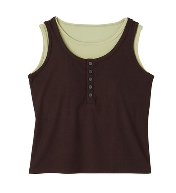 RANAN（ラナン）の「カップ付きレイヤードヘンリーネックタンクトップ（カットソー）」｜詳細画像