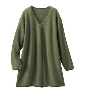 「ふんわりあったかボアガウン（パジャマ・ルームウェア）」｜カーキ