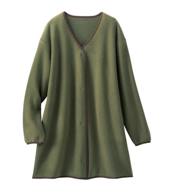 「ふんわりあったかボアガウン（パジャマ・ルームウェア）」｜カーキ