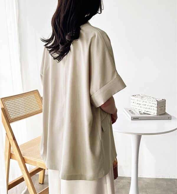 GeeRA（ジーラ）の「リネン調半袖ダブルジャケット（テーラードジャケット）」｜詳細画像