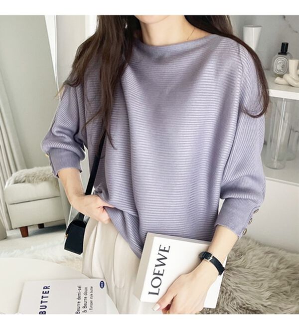 GeeRA（ジーラ）の「袖ボタン付ドルマンニットトップス（ニット・セーター）」｜詳細画像