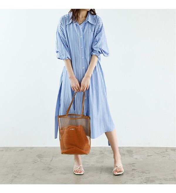 GeeRA（ジーラ）の「ミディ丈シャツワンピース（シャツワンピース）」｜詳細画像