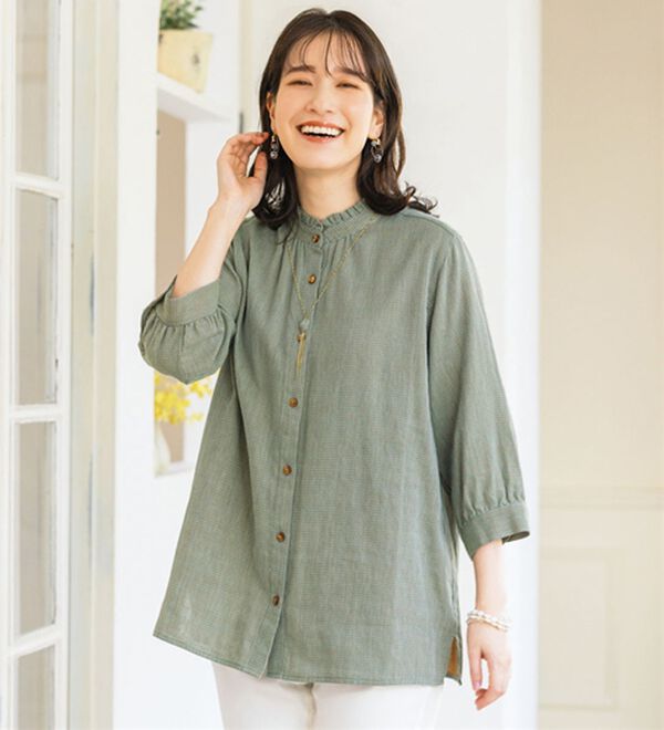 ルフラン（ルフラン）の「選べる！夏色ダブルガーゼブラウス（ブラウス）」｜ギンガムチェック