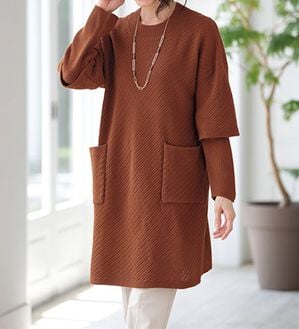ルフラン（ルフラン）の「やさしさ設計　ニットチュニック（チュニック）」｜オレンジ