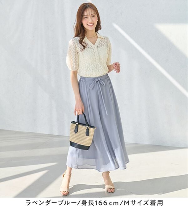 alotta（アロッタ）の「ふんわりシフォンワイドパンツ（ワイドパンツ・ガウチョ）」｜詳細画像