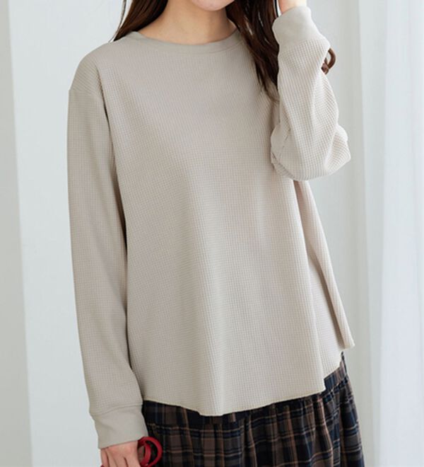 BELLUNA（ベルーナ）の「《快適Ｌａｂ．》 乾きやすい！ドライワッフルプルオーバー（カットソー）」｜詳細画像