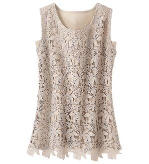 BELLUNA（ベルーナ）の「こっそり汗対策！抗菌防臭レース使いタンクトップ（タンクトップ・キャミソール）」｜トープ