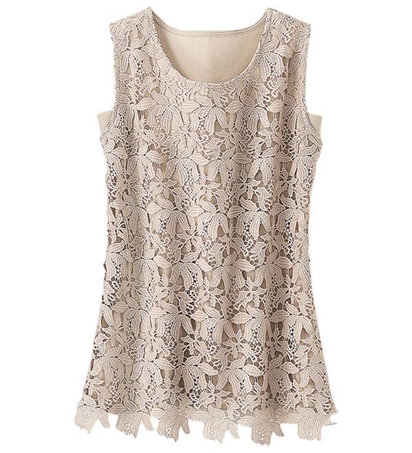 BELLUNA（ベルーナ）の「こっそり汗対策！抗菌防臭レース使いタンクトップ（タンクトップ・キャミソール）」｜トープ