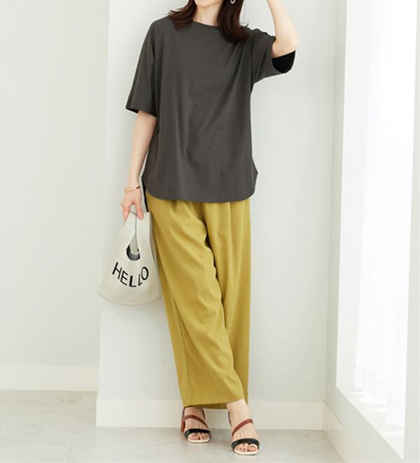 BELLUNA（ベルーナ）の「ひんやり！綿混裾ラウンドプルオーバー（カットソー）」｜詳細画像