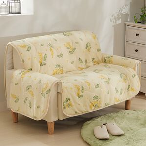 iellio（イエリオ）の「北欧調ボリュームフランネルソファカバー＜抗菌防臭・吸湿発熱・蓄熱・北欧柄・ソファーカバー・センターカバー（ソファーカバー）」｜ミモザアイボリー