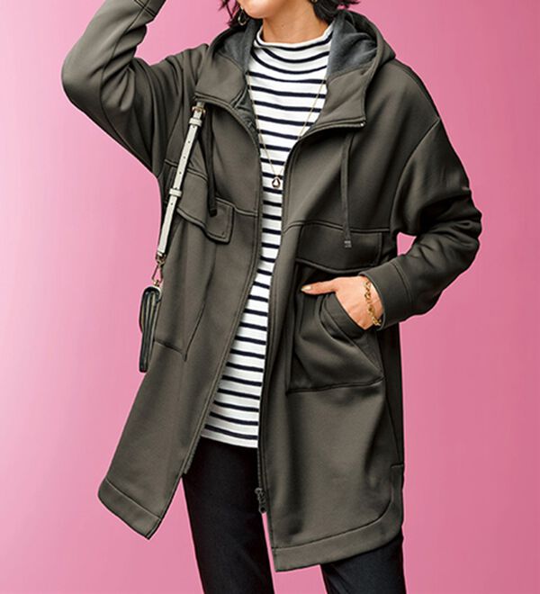 BELLUNA（ベルーナ）の「裏ファービッグポケット付フードジャケット（その他ジャケット）」｜カーキグレー