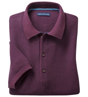 「＜コムルヴァン・オム＞大人の逸品！ざっくり編みのニットポロシャツ（メンズシャツ）」｜パープル