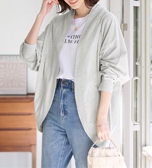 Viola e Viola（ヴィオラ エ ヴィオラ）の「【５つの機能付】ＵＶ対策に！ひんやり　ゆるドルマンカーディガン（ニットカーディガン）」｜杢グレー