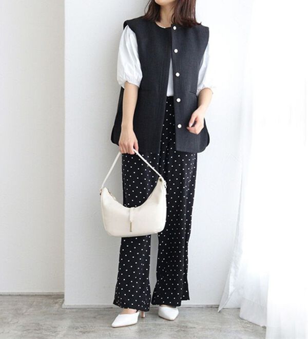 Pierrot（ピエロ）の「【接触冷感】楽ちんキレイ見えワイドイージーパンツ（フルレングスパンツ）」｜詳細画像