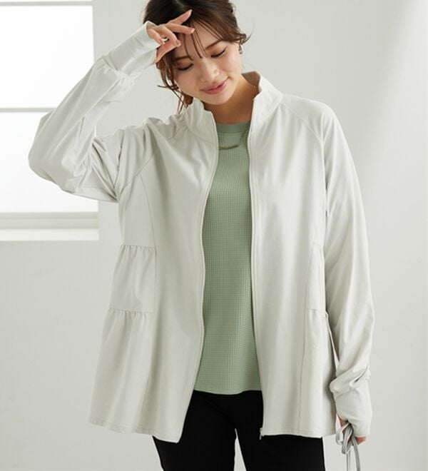 BELLUNA（ベルーナ）の「ティアードデザインラッシュガードＵＶ対策ジャケット（パーカー）」｜ライトグレー