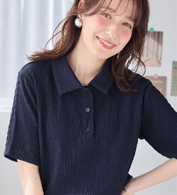 Viola e Viola（ヴィオラ エ ヴィオラ）の「ポコポコ素材ポロトップス（カットソー）」｜詳細画像