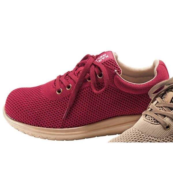 BELLUNA（ベルーナ）の「５Ｅ軽やかニット　オブリークスニーカー（スニーカー）」｜ワイン