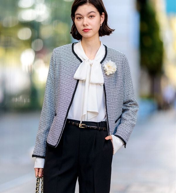 GeeRA（ジーラ）の「【4点セット】入学式も卒業式も！パンツが選べるセレモニーツイードジャケットスーツ（パンツスーツ）」｜詳細画像