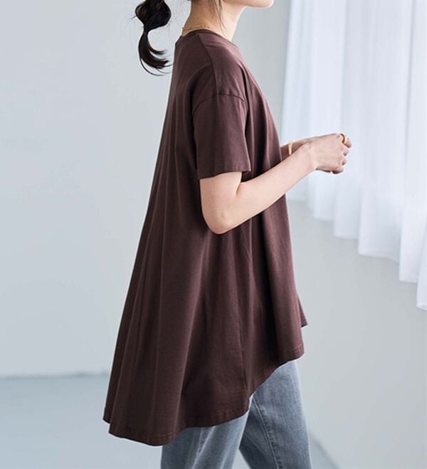 RANAN（ラナン）の「＜ＢＣ＞綿１００％ひんやりフレアーシルエットチュニック（カットソー）」｜詳細画像