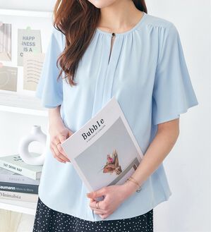 alotta（アロッタ）の「【接触冷感】前後２ＷＡＹギャザーブラウス（半袖）（ブラウス）」｜詳細画像