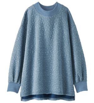 BELLUNA（ベルーナ）の「花柄ふくれジャカードスウェット（カットソー）」｜杢ブルー