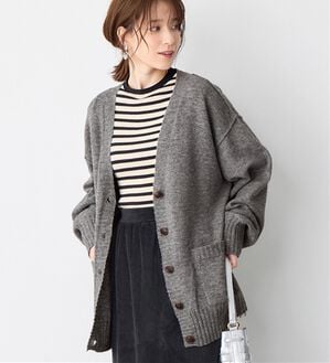 Viola e Viola（ヴィオラ エ ヴィオラ）の「洗えるもちもち　ミドル丈ニットカーデ（ニットカーディガン）」｜グレー