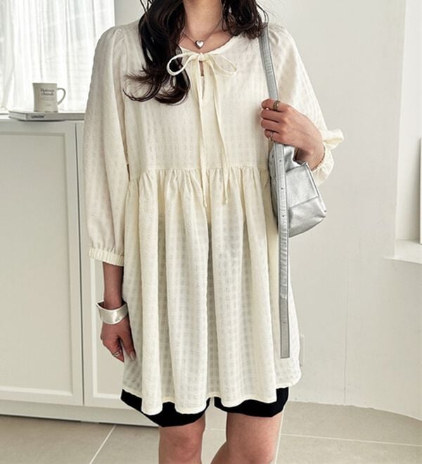 GeeRA（ジーラ）の「前後２ＷＡＹチェックペプラムチュニック（チュニック）」｜詳細画像