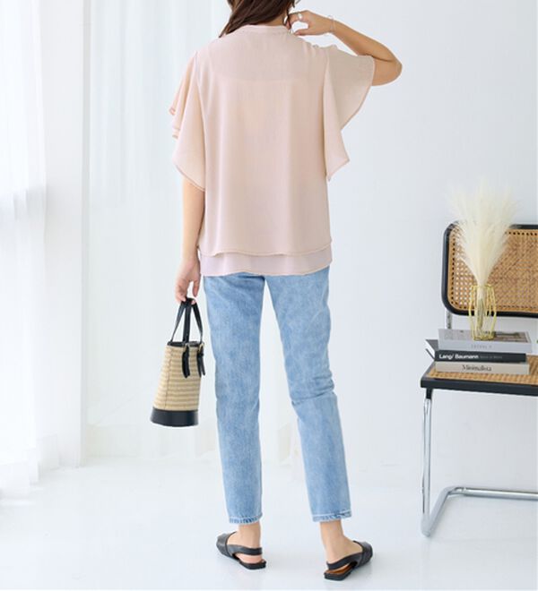 alotta（アロッタ）の「楊柳シフォンバンドカラーブラウス（ブラウス）」｜詳細画像