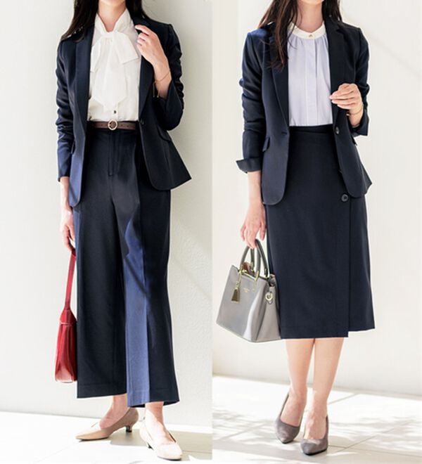 ジャケット+2ボトム】洗えるストレッチ！ジャケット＆ブラウス＆ワイド