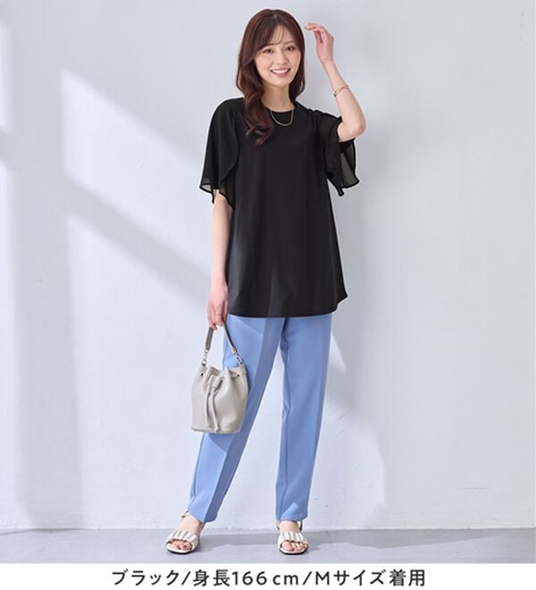 alotta（アロッタ）の「シフォン切替チューリップ袖チュニックＴシャツ（チュニック）」｜詳細画像