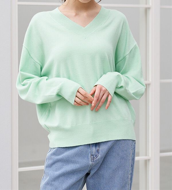 RANAN（ラナン）の「もちもちベーシックニット（Vネック・ハイネック）（ニット・セーター）」｜詳細画像