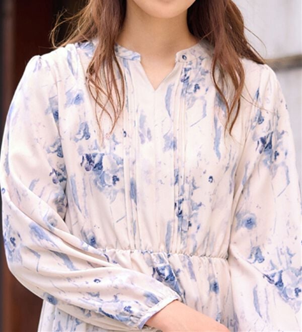 コルコバード♡2way ロングワンピース ベルトリボン ボウタイ 花柄 パープル 1枚で決まる】2WAYボウタイ付ワンピース - ベルーナ【公式】