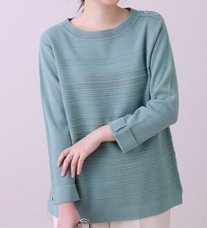 BELLUNA（ベルーナ）の「ミラノリブニットラメ使いプルオーバー（ニット・セーター）」｜セージ