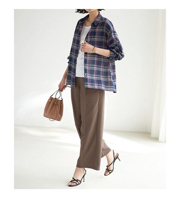 BELLUNA（ベルーナ）の「着るＵＶ対策！綿１００％デザインチェックシャツ（シャツ）」｜詳細画像