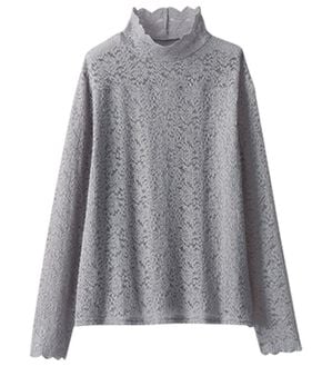 BELLUNA（ベルーナ）の「重ね着を楽しむ冬インナー！レースプルオーバー（カットソー）」｜ライトグレー