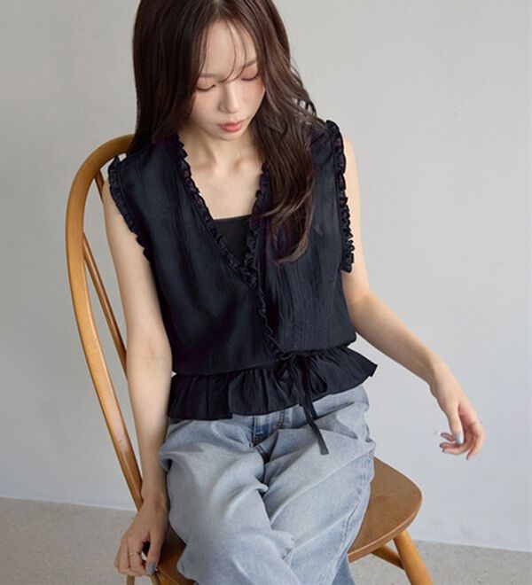CHAN ME（チャンミ）の「カシュクールフリルブラウス（ブラウス）」｜詳細画像