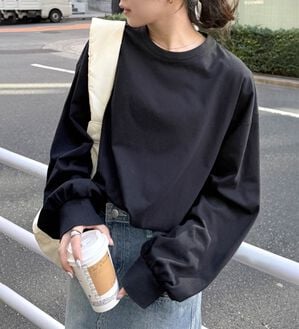 RANAN（ラナン）の「多機能ベーシックオーバーサイズ長袖Tシャツ（Tシャツ）」｜ブラック