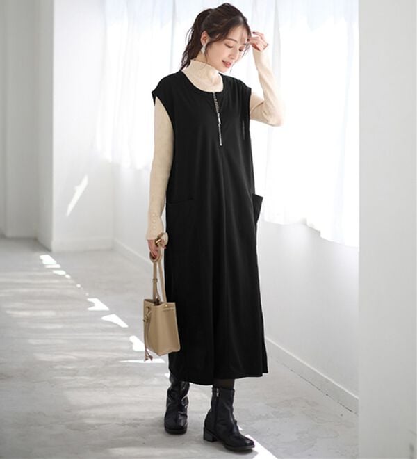 Viola e Viola（ヴィオラ エ ヴィオラ）の「なめらかポンチ　Iラインジャンスカ（ジャンパースカート）」｜詳細画像