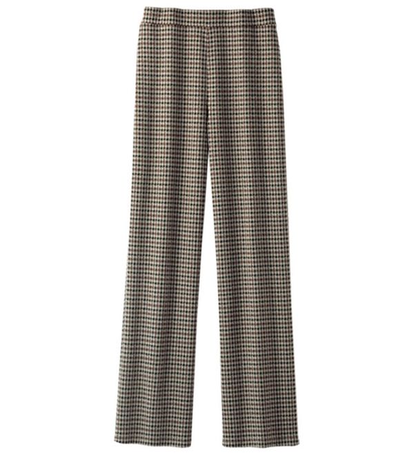 BELLUNA（ベルーナ）の「やわらかニットジャカードワイドパンツ（ワイドパンツ・ガウチョ）」｜ﾌﾞﾗｳﾝ系ﾁｪｯｸ