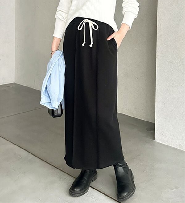 GeeRA（ジーラ）の「すっきり見え！フロントラインスウェットナロースカート（ロングスカート）」｜詳細画像