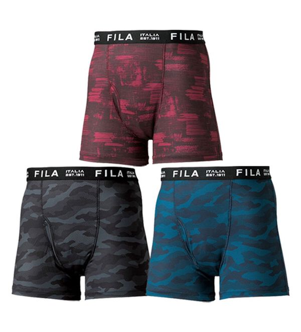 「【３枚組】＜フィラ＞カモフラグラフィックボクサーパンツ（メンズボクサーパンツ）」｜3枚組
