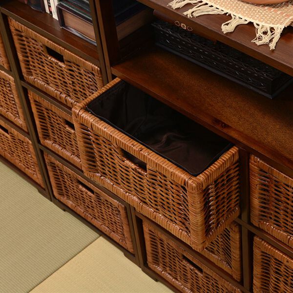 ラタンランドリーチェスト棚