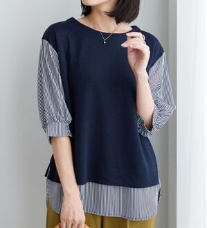 BELLUNA（ベルーナ）の「ラメ調素材シャツフェイクチュニック（チュニック）」｜詳細画像