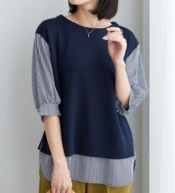 BELLUNA（ベルーナ）の「ラメ調素材シャツフェイクチュニック（チュニック）」｜詳細画像